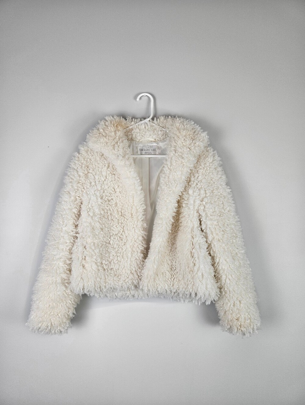 Fabulous Furs by Donna Salyers Cropped Shaggy Textured Faux Fur Jacket